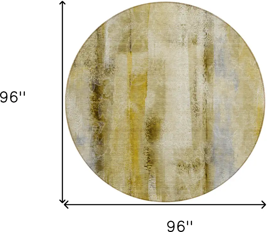 Taupe Round Washable Non Skid Indoor Outdoor Area Rug Photo 3