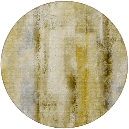 Taupe Round Washable Non Skid Indoor Outdoor Area Rug Photo 4