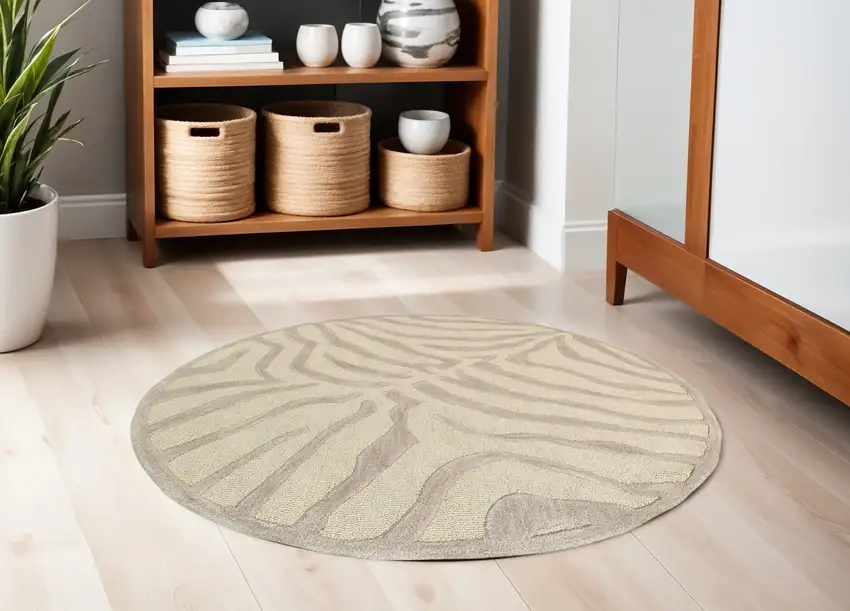 Taupe Zebra Pattern Area Rug Photo 1