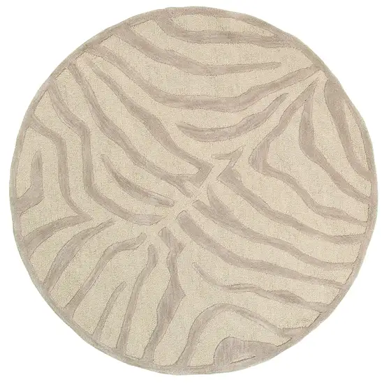 5' Round Taupe Zebra Pattern Area Rug Photo 1
