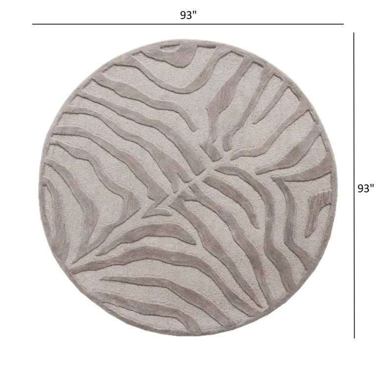 8' Round Taupe Zebra Pattern Area Rug Photo 4