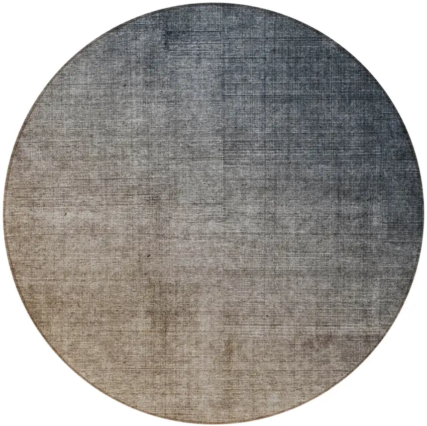 Taupe and Gray Round Ombre Washable Non Skid Indoor Outdoor Area Rug Photo 4