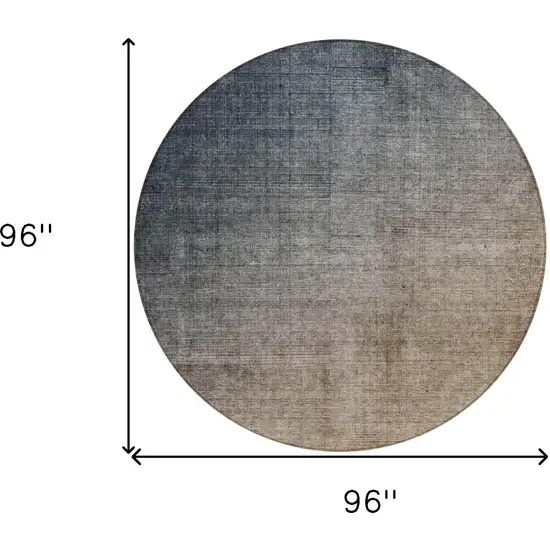 Taupe and Gray Round Ombre Washable Non Skid Indoor Outdoor Area Rug Photo 3