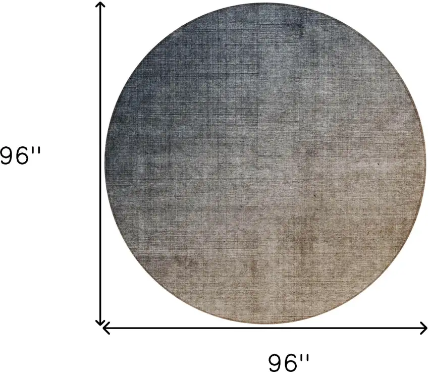 Taupe and Gray Round Ombre Washable Non Skid Indoor Outdoor Area Rug Photo 3