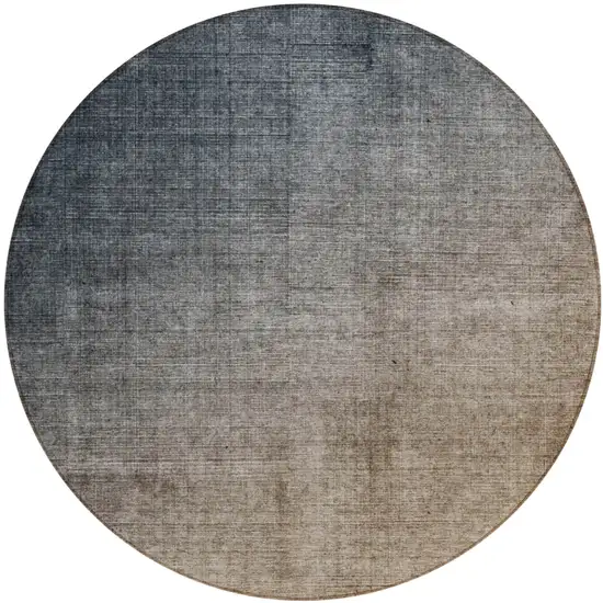 8' Taupe And Gray Round Ombre Washable Indoor Outdoor Area Rug Photo 2