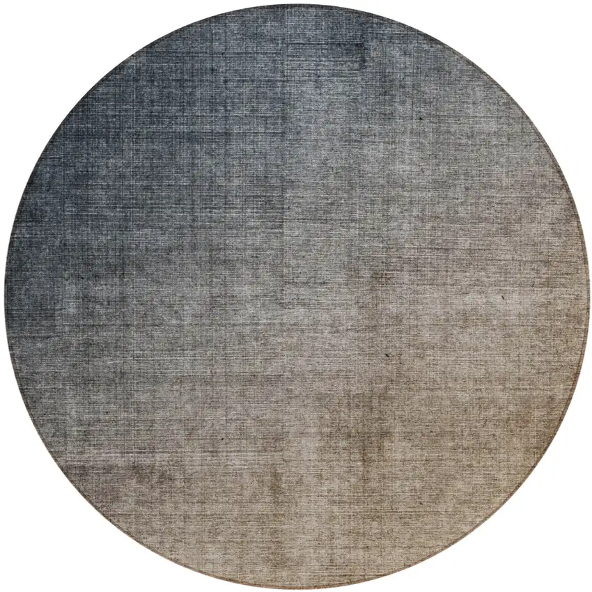 8' Taupe And Gray Round Ombre Washable Indoor Outdoor Area Rug Photo 2