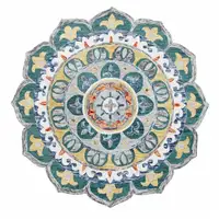 Photo of 4' Round Teal Floral Mandala Area Rug