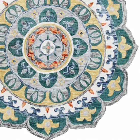 Teal Floral Mandala Area Rug Photo 8