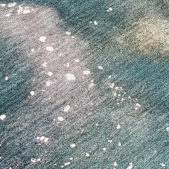 Teal Round Abstract Washable Non Skid Indoor Outdoor Area Rug Photo 8