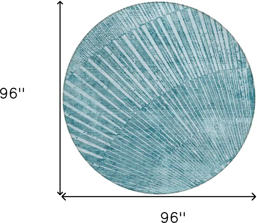 Teal Round Abstract Washable Non Skid Indoor Outdoor Area Rug Photo 3