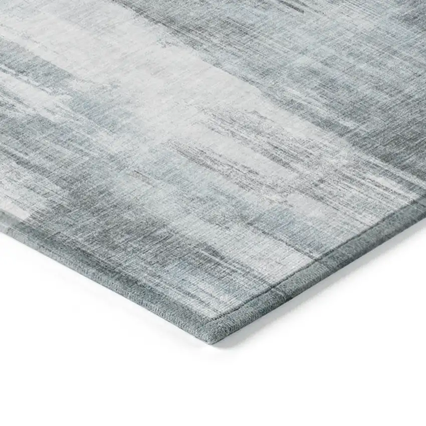 Teal Round Abstract Washable Non Skid Indoor Outdoor Area Rug Photo 6