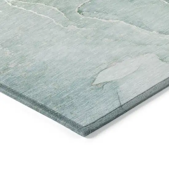 Teal Round Abstract Washable Non Skid Indoor Outdoor Area Rug Photo 7