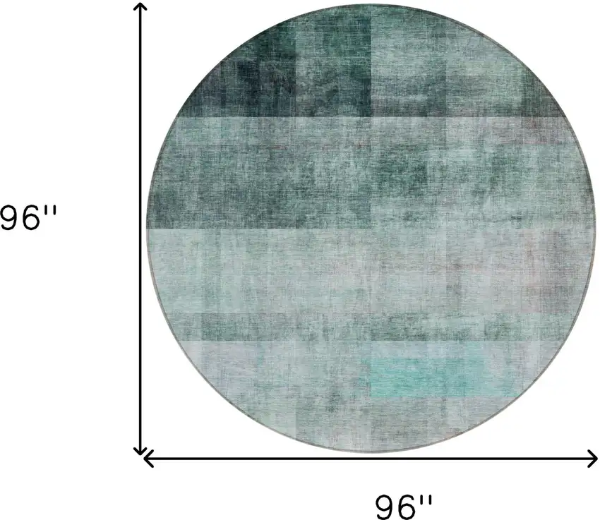 8' Round Teal Round Ombre Washable Non Skid Indoor Outdoor Area Rug Photo 3