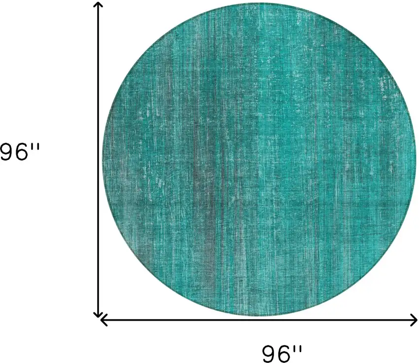 Teal Round Striped Washable Non Skid Indoor Outdoor Area Rug Photo 3