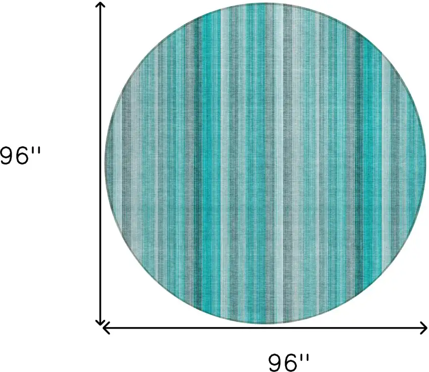 Teal and Gray Round Striped Washable Non Skid Indoor Outdoor Area Rug Photo 3