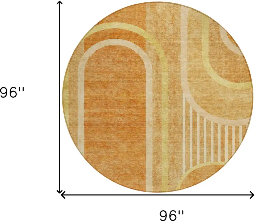 Terra Cotta Round Abstract Washable Indoor Outdoor Area Rug Photo 3