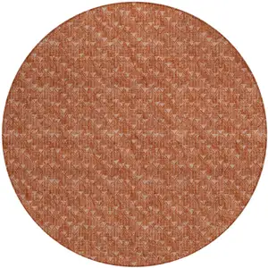 Photo of 8' Round Terra Cotta Round Geometric Washable Non Skid Indoor Outdoor Area Rug