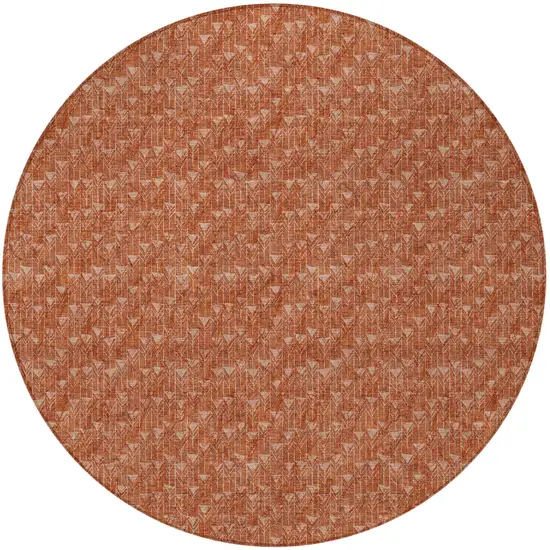Terra Cotta Round Geometric Washable Non Skid Indoor Outdoor Area Rug Photo 5