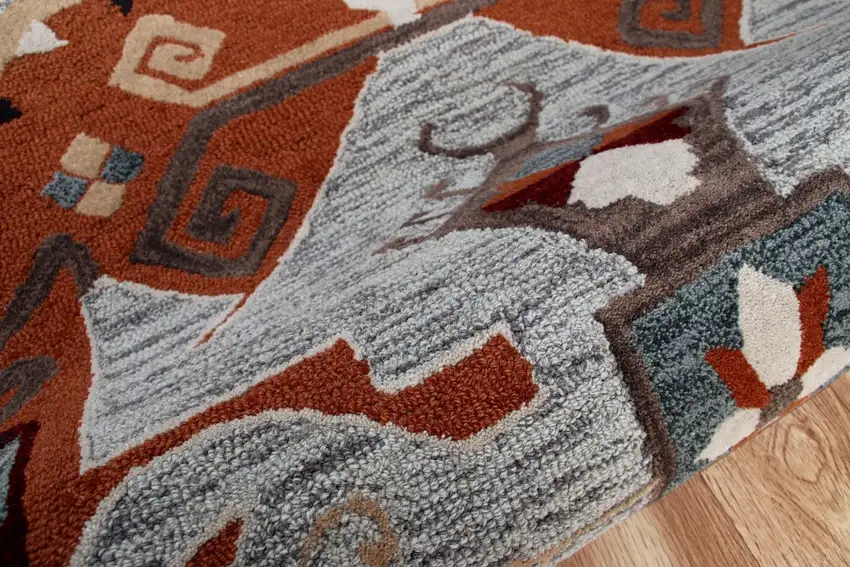 4' Round Terracotta Tribal Area Rug Photo 6