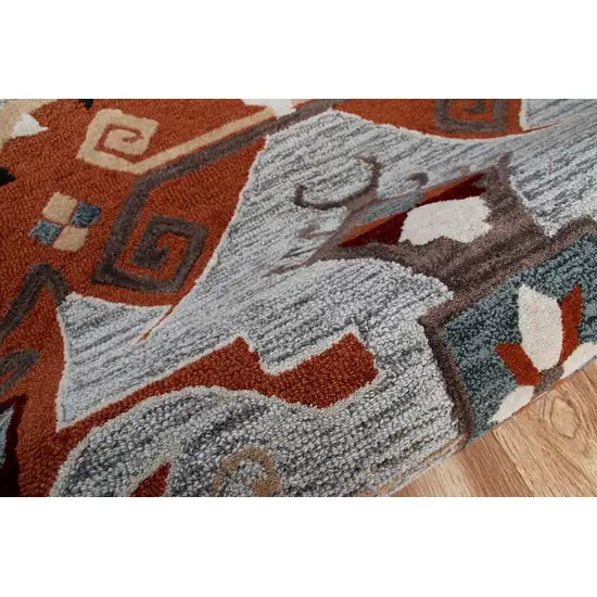 4' Round Terracotta Tribal Area Rug Photo 6