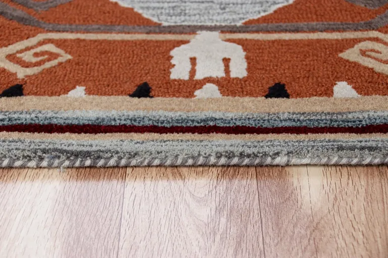 4' Round Terracotta Tribal Area Rug Photo 5