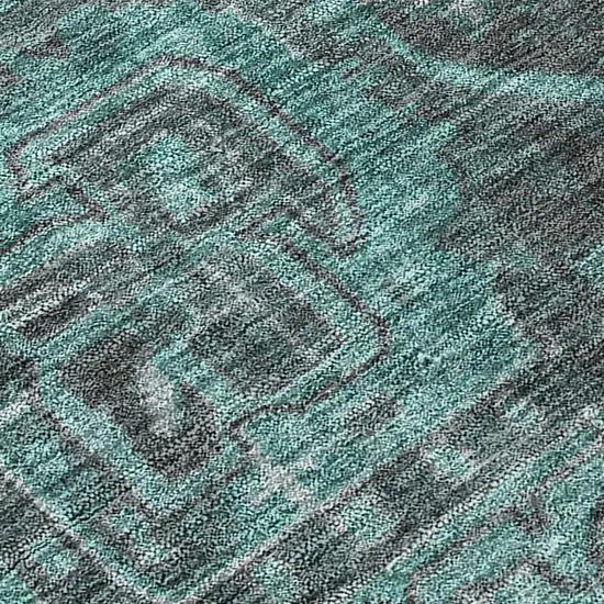 Turquoise Round Oriental Washable Non Skid Indoor Outdoor Area Rug Photo 8