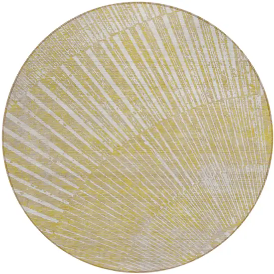 Wheat Round Abstract Washable Non Skid Indoor Outdoor Area Rug Photo 2