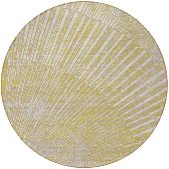 Wheat Round Abstract Washable Non Skid Indoor Outdoor Area Rug Photo 4