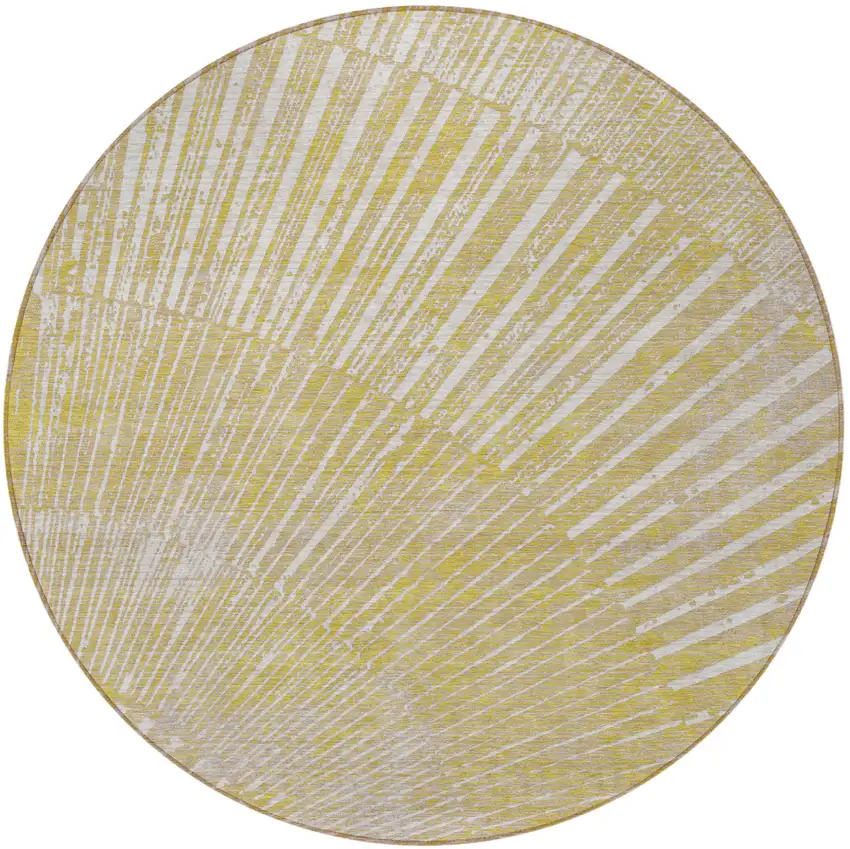 Wheat Round Abstract Washable Non Skid Indoor Outdoor Area Rug Photo 4