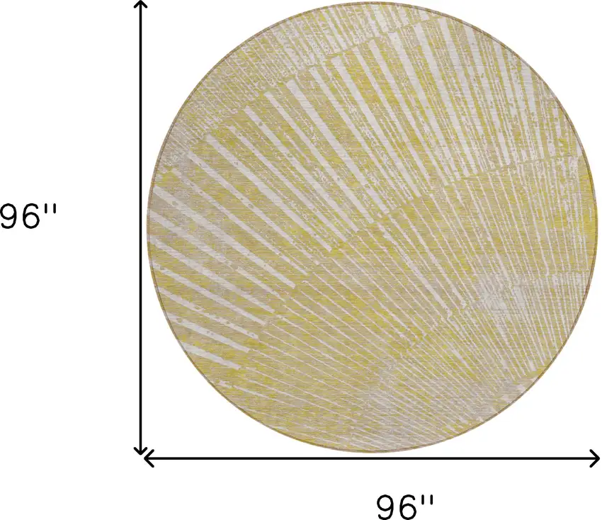8' Round Wheat Round Abstract Washable Non Skid Indoor Outdoor Area Rug Photo 3
