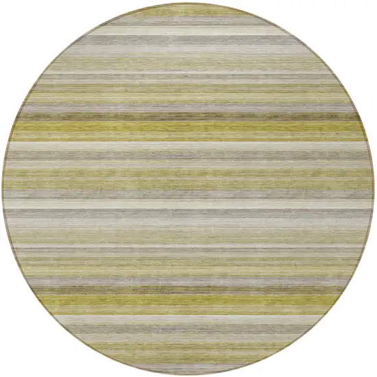 Wheat Round Striped Washable Non Skid Indoor Outdoor Area Rug Photo 4
