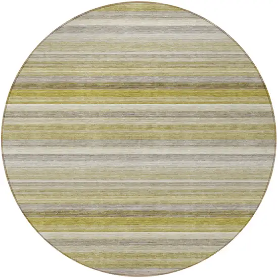 Wheat Round Striped Washable Non Skid Indoor Outdoor Area Rug Photo 4