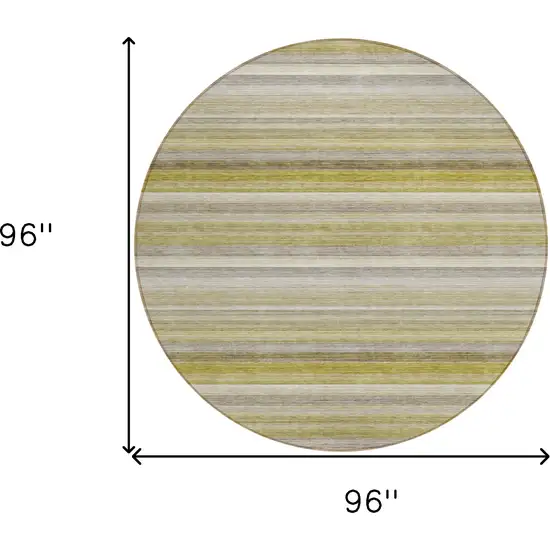 Wheat Round Striped Washable Non Skid Indoor Outdoor Area Rug Photo 3