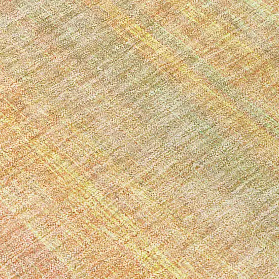 Yellow and Orange Round Striped Washable Non Skid Indoor Outdoor Area Rug Photo 8