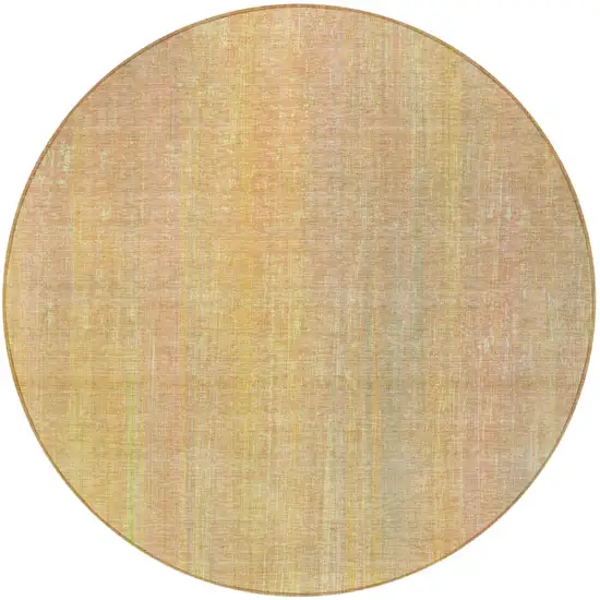 Yellow and Orange Round Striped Washable Non Skid Indoor Outdoor Area Rug Photo 4