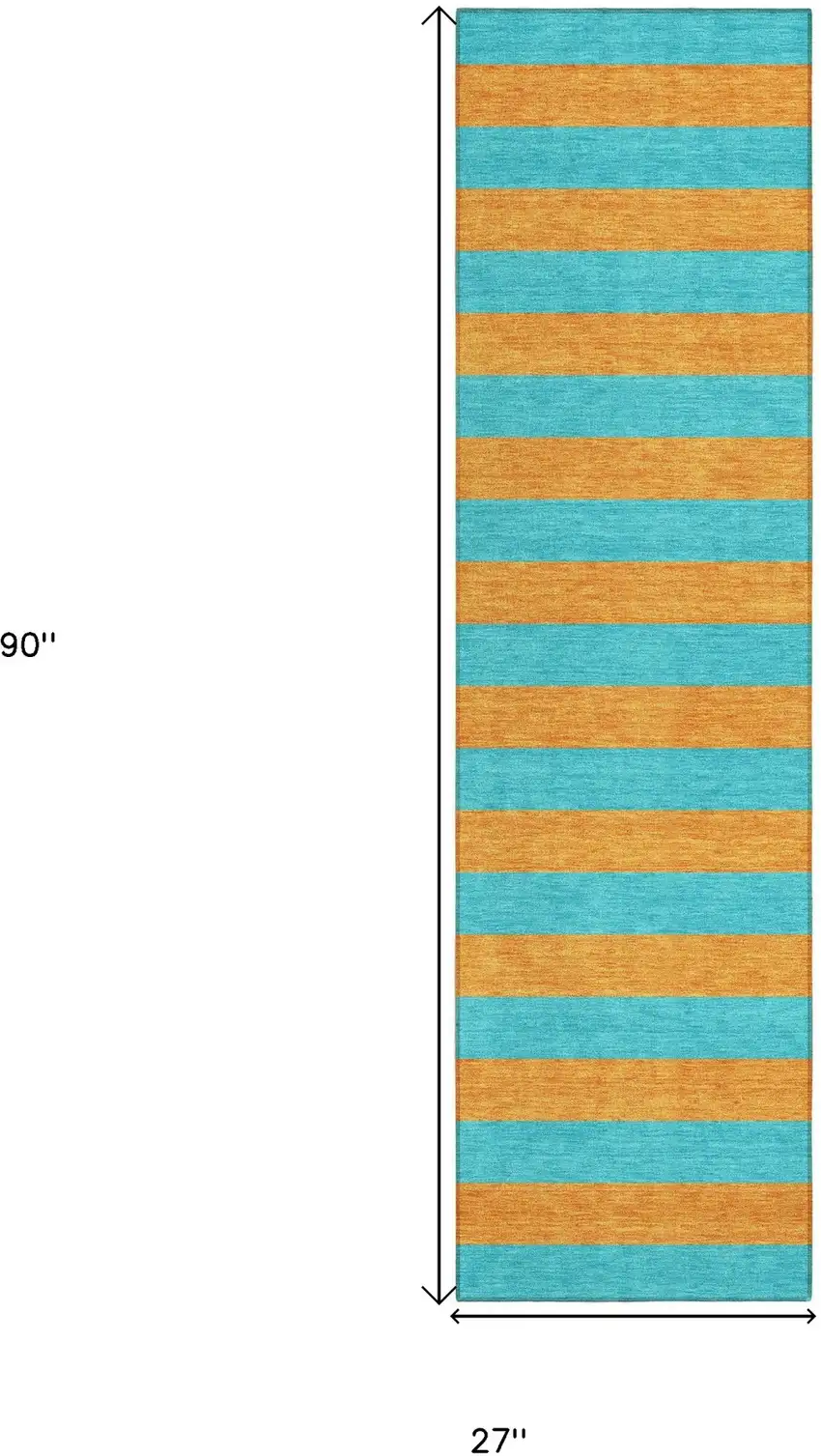 Aqua Striped Washable Non Skid Indoor Outdoor Runner Rug Photo 3