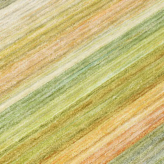 Artichoke Green Striped Washable Non Skid Indoor Outdoor Runner Rug Photo 8