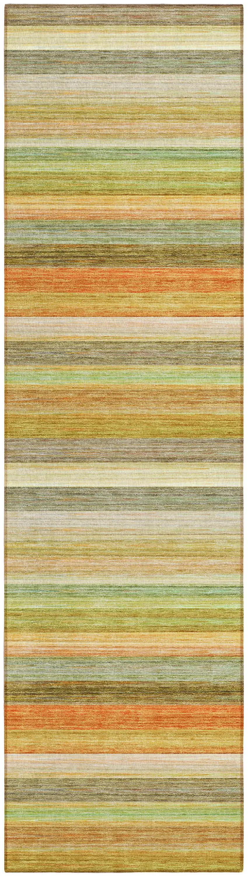 Artichoke Green Striped Washable Non Skid Indoor Outdoor Runner Rug Photo 2