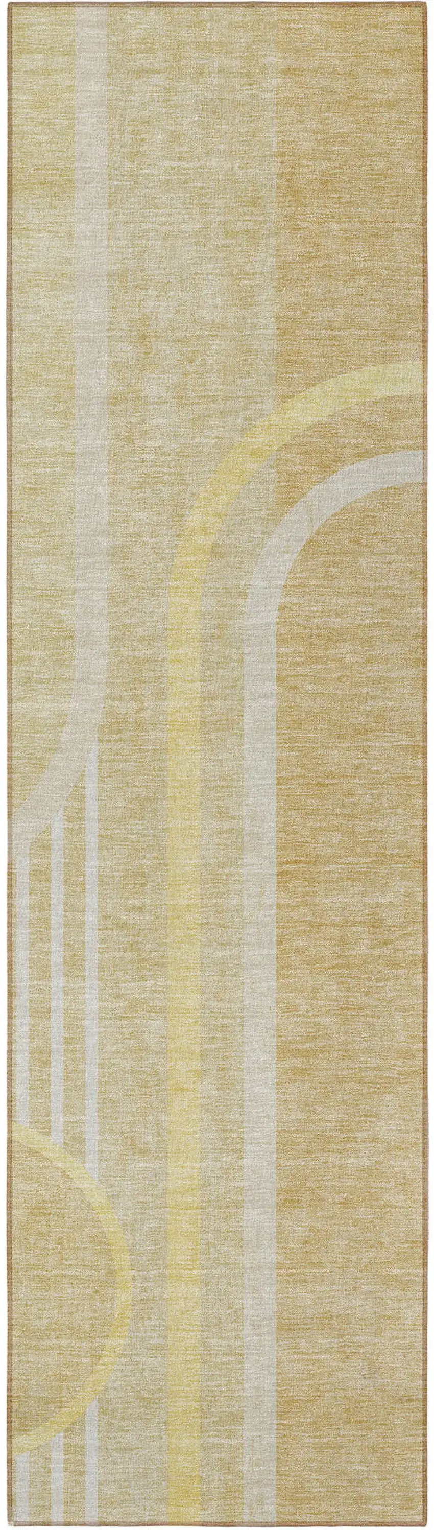 8' Runner Beige Abstract Washable Non Skid Indoor Outdoor Runner Rug Photo 3