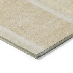 Photo of 8' Runner Beige Abstract Washable Non Skid Indoor Outdoor Runner Rug