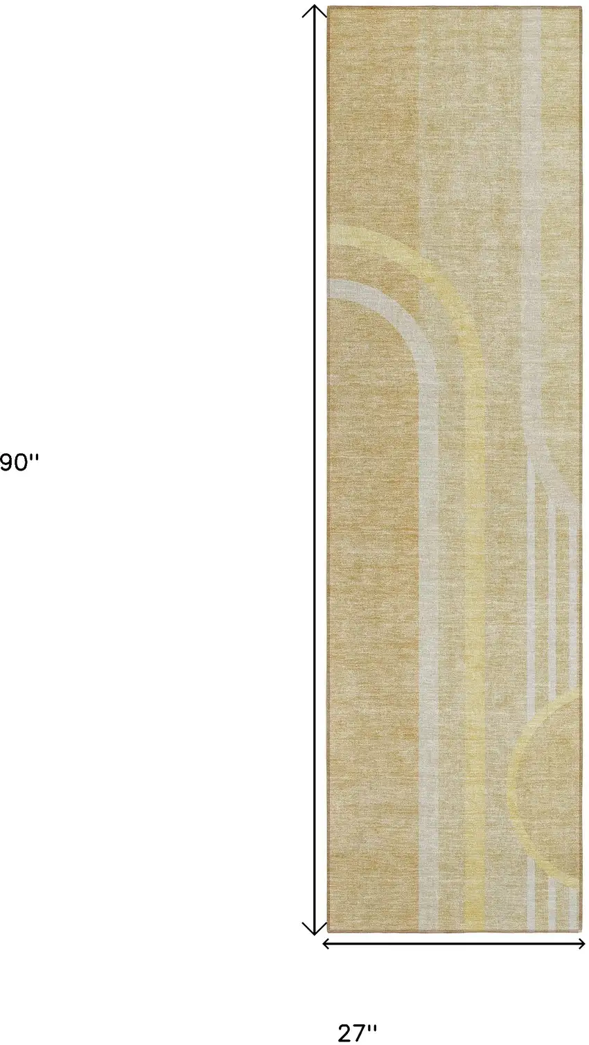 8' Runner Beige Abstract Washable Non Skid Indoor Outdoor Runner Rug Photo 8