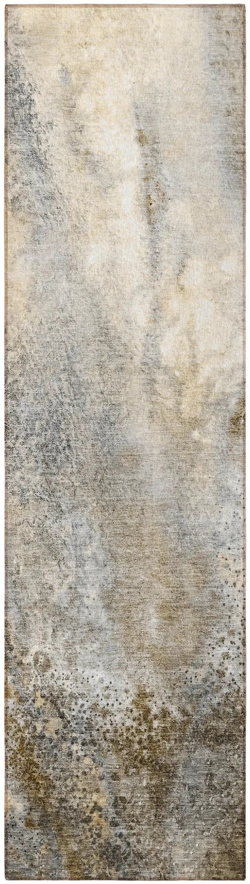 8' Runner Beige Abstract Washable Non Skid Indoor Outdoor Runner Rug Photo 4