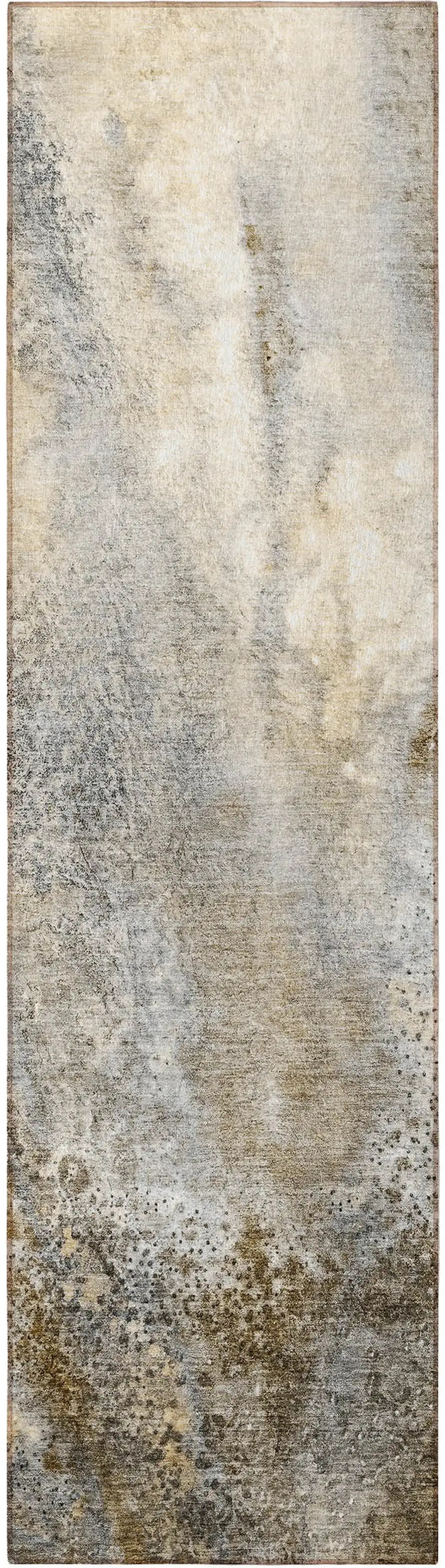 8' Runner Beige Abstract Washable Non Skid Indoor Outdoor Runner Rug Photo 4