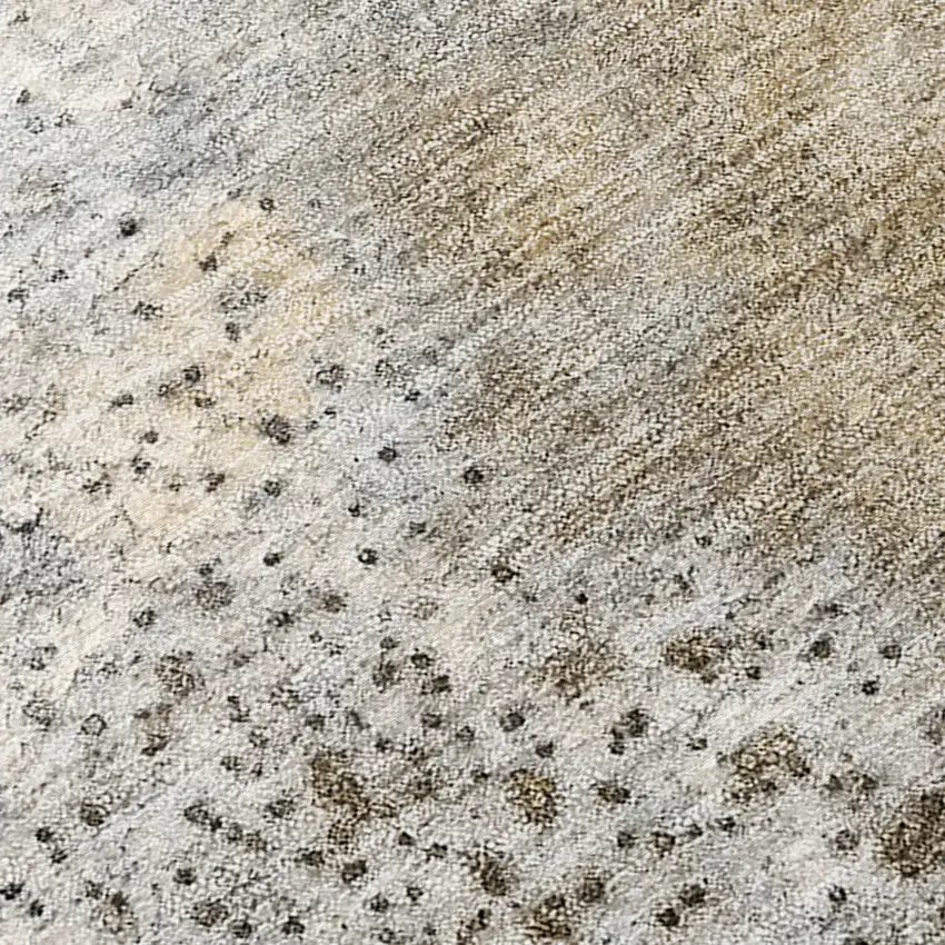 Beige Abstract Washable Non Skid Indoor Outdoor Runner Rug Photo 8