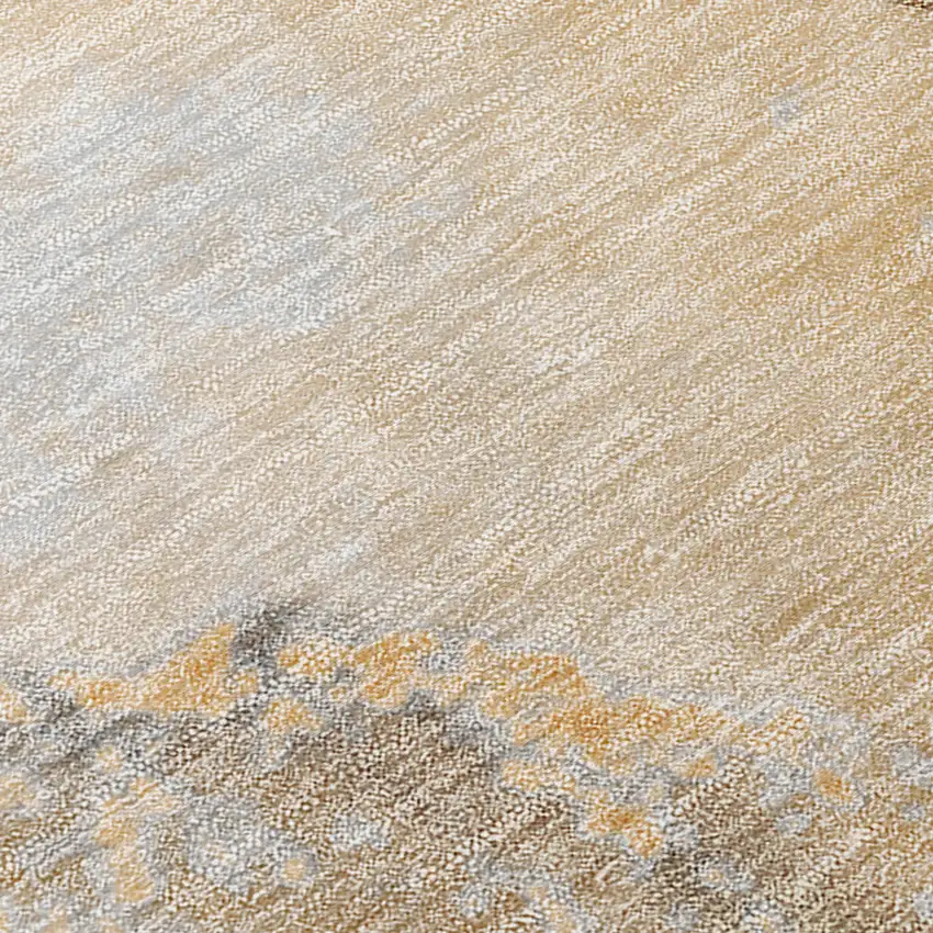Beige Abstract Washable Non Skid Indoor Outdoor Runner Rug Photo 9