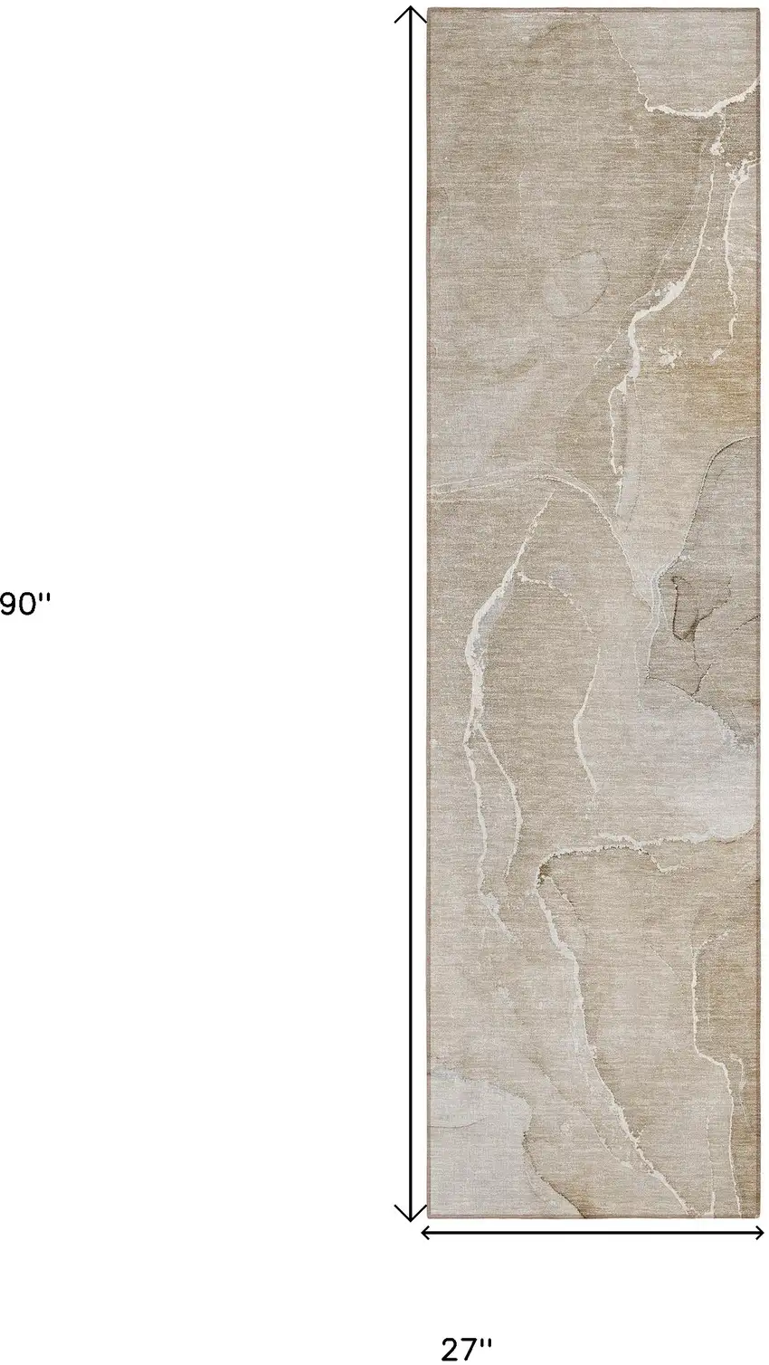 Beige Abstract Washable Non Skid Indoor Outdoor Runner Rug Photo 3