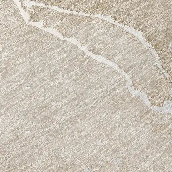 Beige Abstract Washable Non Skid Indoor Outdoor Runner Rug Photo 8