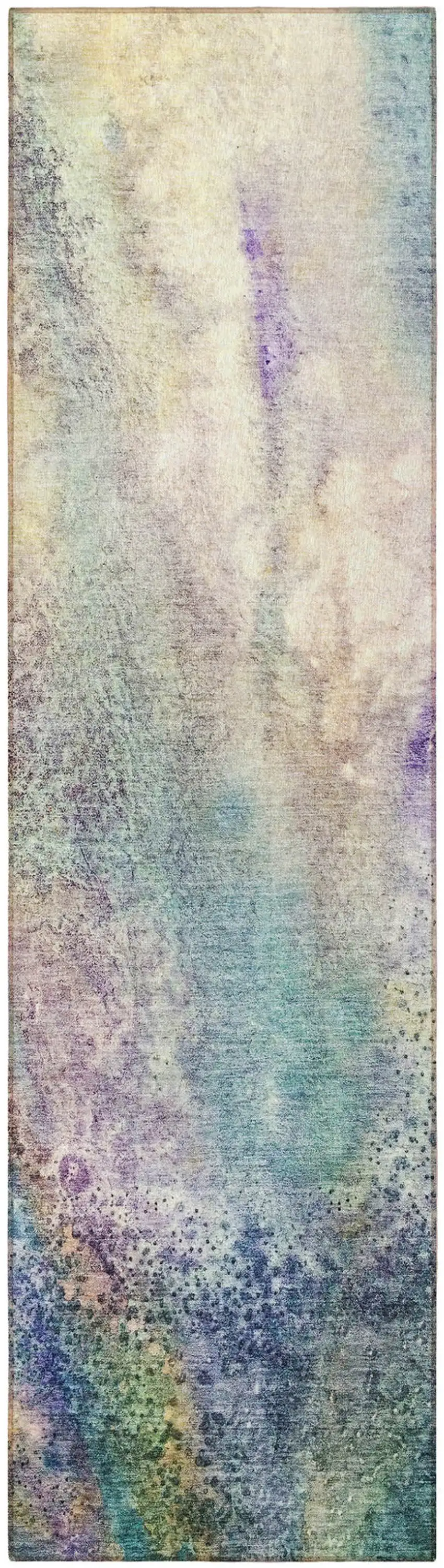 8' Runner Beige Blue and Gray Abstract Washable Non Skid Indoor Outdoor Runner Rug Photo 4