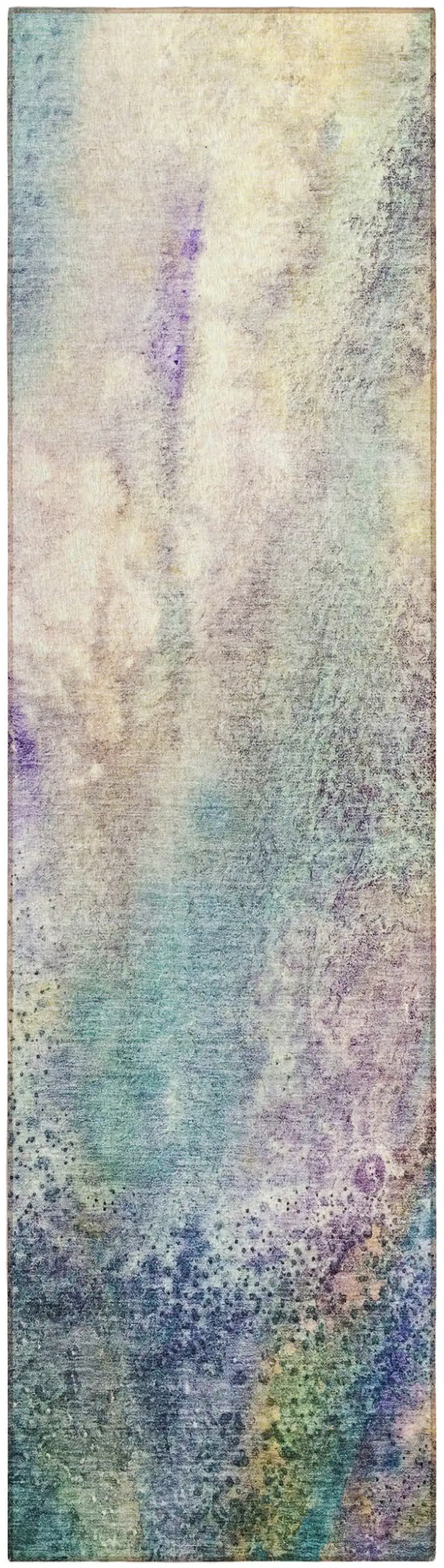 Beige Blue and Gray Abstract Washable Non Skid Indoor Outdoor Runner Rug Photo 2