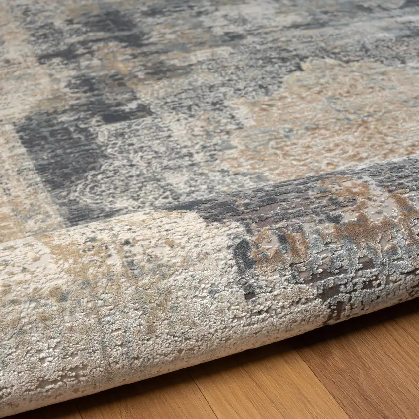 6' Runner Beige Medallion Runner Rug Photo 8